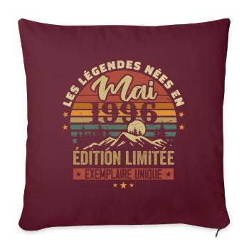 Les légendes Nées en Mai 1996 Cadeau 1996 Vintage - Housse de coussin décorative 45 x 45 cm - bordeaux - Devant