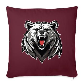 Fier ours rugissant - Housse de coussin décorative 45 x 45 cm - bordeaux - Devant