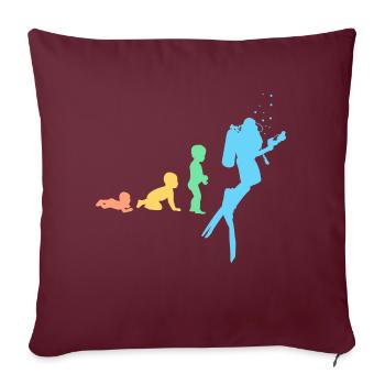 Plongeur Evolution - Housse de coussin décorative 45 x 45 cm - bordeaux - Devant