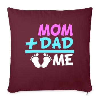 Maman Plus Papa Moi Enceinte Ventre Grossesse - Housse de coussin décorative 45 x 45 cm - bordeaux - Devant