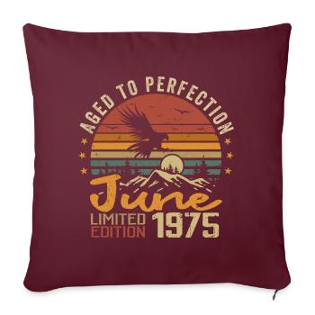 Vintage Juin 1975 Juin 1975 né en Juin 1975 Rétro - Housse de coussin décorative 45 x 45 cm - bordeaux - Devant