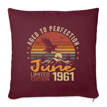 Vintage Juin 1961 Juin 1961 né en Juin 1961 Rétro - Housse de coussin décorative 45 x 45 cm - bordeaux - Devant