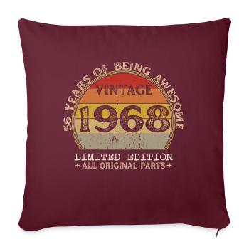 Né en 1968 - Vintage 1968 Anniversaire Rétro - Housse de coussin décorative 45 x 45 cm - bordeaux - Devant