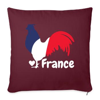 Französischer Hahn blau weiß rot - Sofakissenbezug 45 x 45 cm - Burgunderrot - Vorne