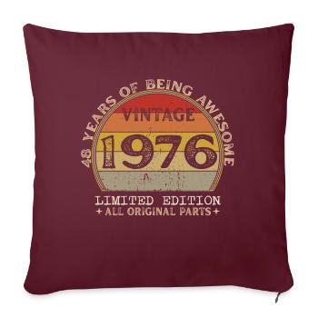Né en 1976 - Vintage 1976 Anniversaire Rétro - Housse de coussin décorative 45 x 45 cm - bordeaux - Devant