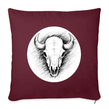 T-shirt de puissance crâne de taureau - Housse de coussin décorative 45 x 45 cm - bordeaux - Devant