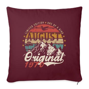 August 1970 - Hergestellt im August 1970 - Jahrgang 1970 - Sofakissenbezug 45 x 45 cm - Burgunderrot - Vorne