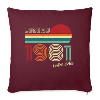 Légende 1981 Anniversaire Chemise Cadeau Anniversaire - Housse de coussin décorative 45 x 45 cm - bordeaux - Devant