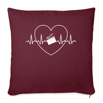 Caméraman Cadeau de battement de coeur - Housse de coussin décorative 45 x 45 cm - bordeaux - Devant