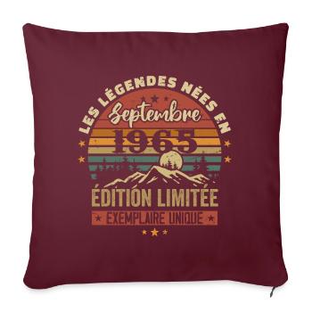Rétro 1965 - Les légendes nées en Septembre 1965 - Housse de coussin décorative 45 x 45 cm - bordeaux - Devant