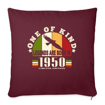 Legend Born 1950 anniversaire 74 ans - Housse de coussin décorative 45 x 45 cm - bordeaux - Devant