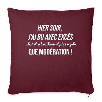 cadeau homme femme humour drole alcool soiree fete - Housse de coussin décorative 45 x 45 cm - bordeaux - Devant