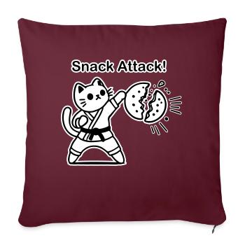 Karate Cat punching a cookie - Snack Attack Design - Sofa pillowcase 17,3'' x 17,3'' (45 x 45 cm) - burgundy - Front