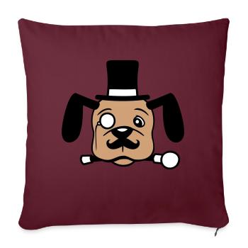 Chien M. Sir Cylindre Chapeau Monocle Lunettes Empire - Housse de coussin décorative 45 x 45 cm - bordeaux - Devant
