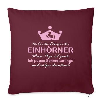 Königin der Einhörner - Sofakissenbezug 45 x 45 cm - Burgunderrot - Vorne