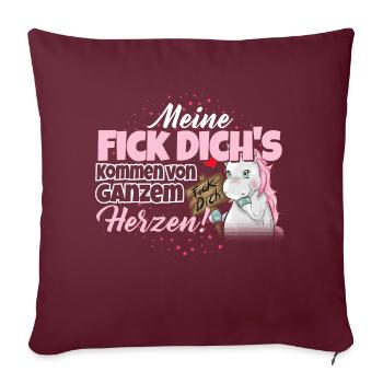 Einhorn - Fick Dich - Sofakissenbezug 45 x 45 cm - Burgunderrot - Vorne