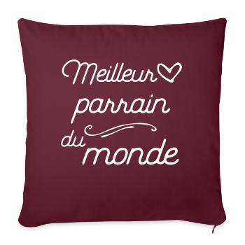 "Meilleur parrain" t-shirt humour parrain - Housse de coussin décorative 45 x 45 cm - bordeaux - Devant