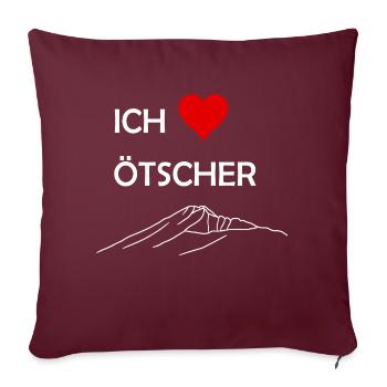 Ötscher, Kalkalpen, Niederösterreich, Berg, Herz - Sofakissenbezug 45 x 45 cm - Burgunderrot - Vorne