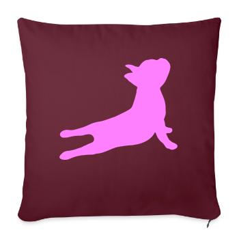 French Bulldog 4- Französische Bulldogge Yoga - Sofakissenbezug 45 x 45 cm - Burgunderrot - Vorne