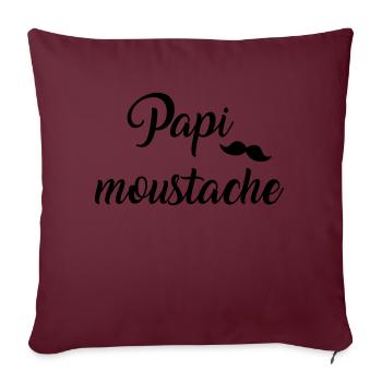 papi moustache - Housse de coussin décorative 45 x 45 cm - bordeaux - Devant