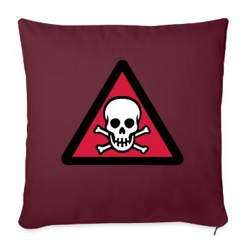 signe d'avertissement de crâne - Housse de coussin décorative 45 x 45 cm - bordeaux - Devant