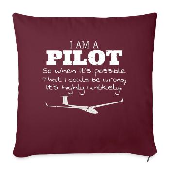Je suis un pilote glider pilote Drôle de citation - Housse de coussin décorative 45 x 45 cm - bordeaux - Devant