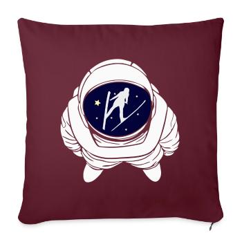 Saut à ski Astronaute Sauteur à ski Tout le vol à ski - Housse de coussin décorative 45 x 45 cm - bordeaux - Devant