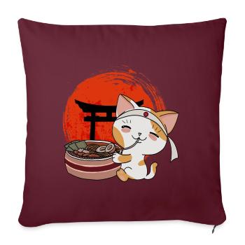 Süße Katze Japanisch Manga - Sofakissenbezug 45 x 45 cm - Burgunderrot - Vorne