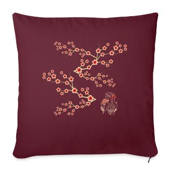 Fleurs Japonaises - Housse de coussin décorative 45 x 45 cm - bordeaux - Devant