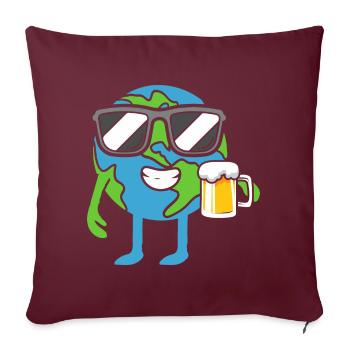 Earth drinks beer beer mug Earth Day - Sofa pillowcase 17,3'' x 17,3'' (45 x 45 cm) - burgundy - Front