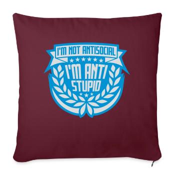 pas antisocial anti-stupide - Housse de coussin décorative 45 x 45 cm - bordeaux - Devant