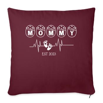 Mommy EST 2003 Heartbeat - Housse de coussin décorative 45 x 45 cm - bordeaux - Devant