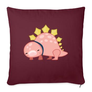Dinosaure cute rose - Housse de coussin décorative 45 x 45 cm - bordeaux - Devant