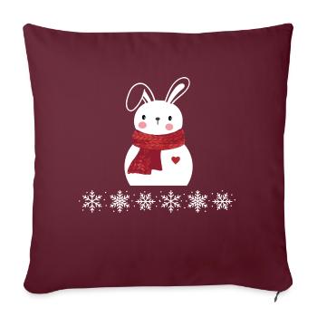 Lapin de Noël - Housse de coussin décorative 45 x 45 cm - bordeaux - Devant