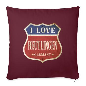 Reutlingen Allemagne Ville J’aime Vintage Rétro - Housse de coussin décorative 45 x 45 cm - bordeaux - Devant