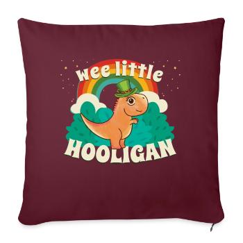KLEINER HOOLIGAN Dinosaurier Kinder St Patrick s - Sofakissenbezug 45 x 45 cm - Burgunderrot - Vorne