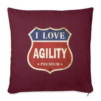 J’adore l’agilité chien chien sport vintage rétro sport - Housse de coussin décorative 45 x 45 cm - bordeaux - Devant