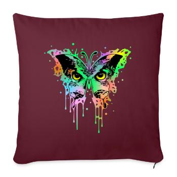 Hibou Papillon 1 - Housse de coussin décorative 45 x 45 cm - bordeaux - Devant