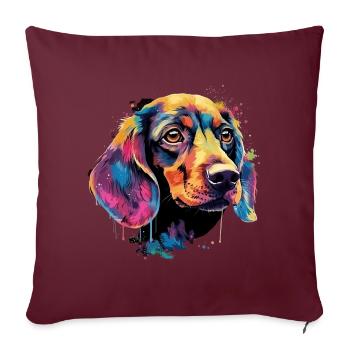Teckel Chien Teckel Aquarelle Art Tête de Chien - Housse de coussin décorative 45 x 45 cm - bordeaux - Devant