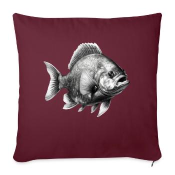 Le piranha au crayon n°2 - Housse de coussin décorative 45 x 45 cm - bordeaux - Devant