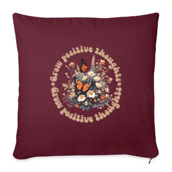 Laissez les pensées positives pousser des insectes de fleurs sauvages - Housse de coussin décorative 45 x 45 cm - bordeaux - Devant