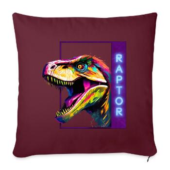 Neon Raptor - Vélociraptor multicolore - Housse de coussin décorative 45 x 45 cm - bordeaux - Devant
