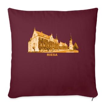 Riesa Rathaus Elbe Meißen Sachsen - Sofakissenbezug 45 x 45 cm - Burgunderrot - Vorne