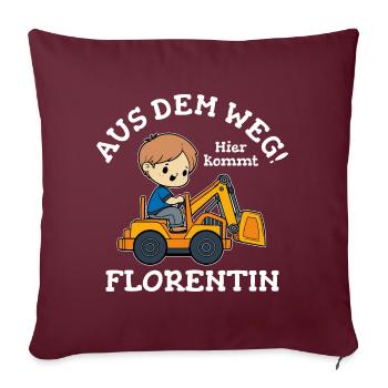 Florentin Vorname Bagger - Sofakissenbezug 45 x 45 cm - Burgunderrot - Vorne