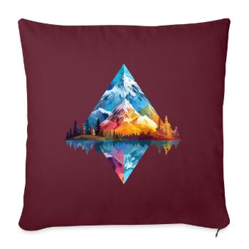 Nature, Aventure, Nature sauvage, Montagnes, Forêt, Arbres, Coloré - Housse de coussin décorative 45 x 45 cm - bordeaux - Devant
