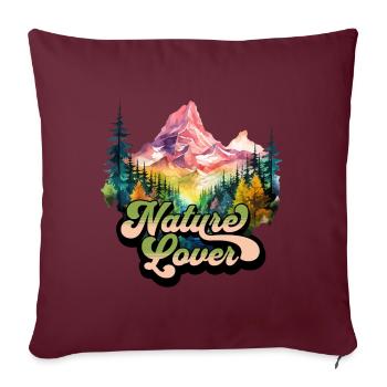 Nature, Aventure, Nature sauvage, Montagnes, Forêt, Arbres, Coloré - Housse de coussin décorative 45 x 45 cm - bordeaux - Devant