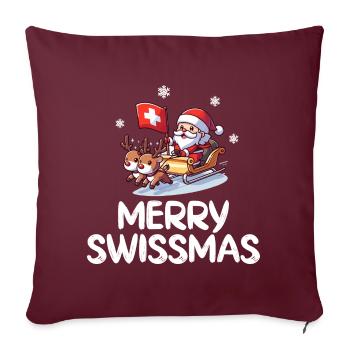 Joyeux Swissmas Suisse Noël Saint-Nicolas Noël - Housse de coussin décorative 45 x 45 cm - bordeaux - Devant