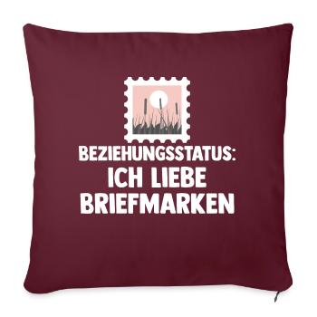 Philatelie Briefmarkensammlung Briefmarkensammler - Sofakissenbezug 45 x 45 cm - Burgunderrot - Vorne