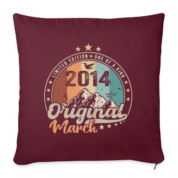 Cadeau D'anniversaire Nées En Mars 2014 Retro 2014 - Housse de coussin décorative 45 x 45 cm - bordeaux - Devant