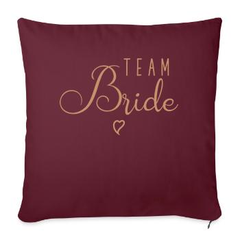Team bride avec avec un joli coeur - Housse de coussin décorative 45 x 45 cm - bordeaux - Devant